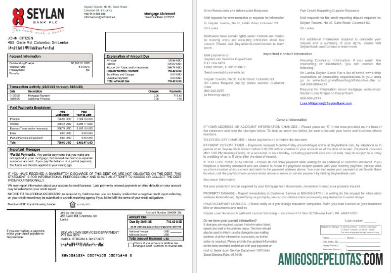 Sri Lanka Seylan bank Hipotik laporan, 2 pages desain