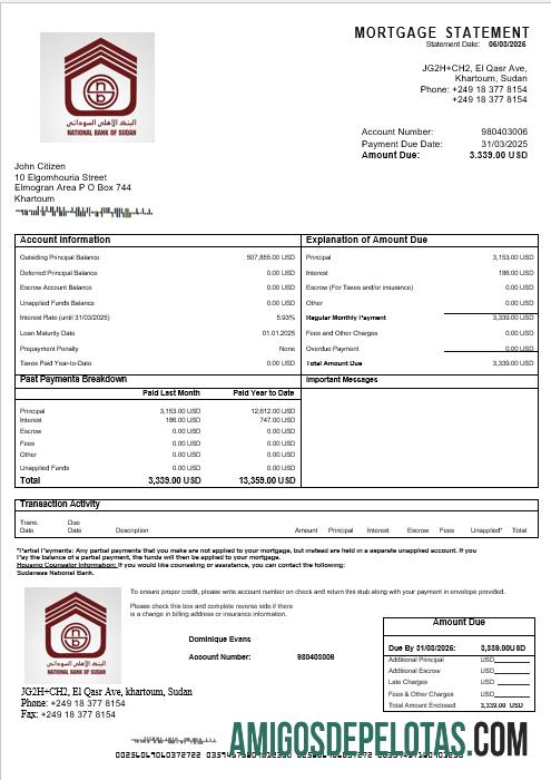 Sudanese nasional bank Hipotik laporan in Word and PDF format templat