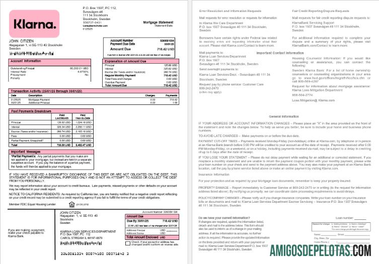 Swedia Klarna bank Hipotik laporan in Word and PDF format desain