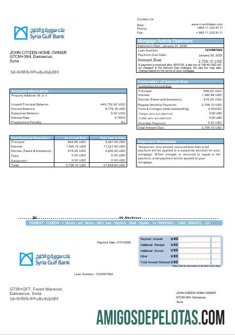 Syrian Gulf bank Hipotik laporan in Word and PDF format sampel