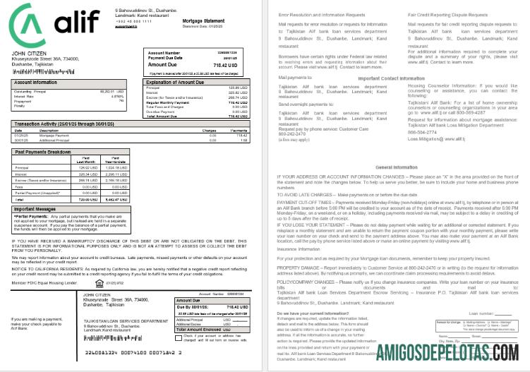 Tajikistan Alif bank Hipotik laporan in Word and PDF format pratinjau