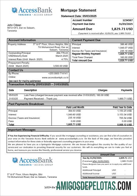 Tanzania Access bank Hipotik laporan in Word and PDF format desain