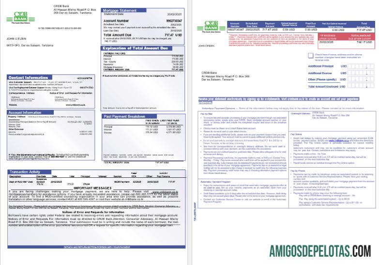 Tanzania CRDB bank Hipotik laporan in Word and PDF format, 3 pages 1 2 desain