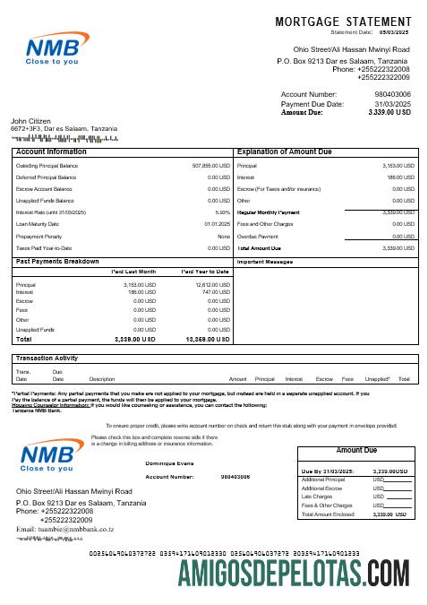 Tanzania NMB bank Hipotik laporan in Word and PDF format desain