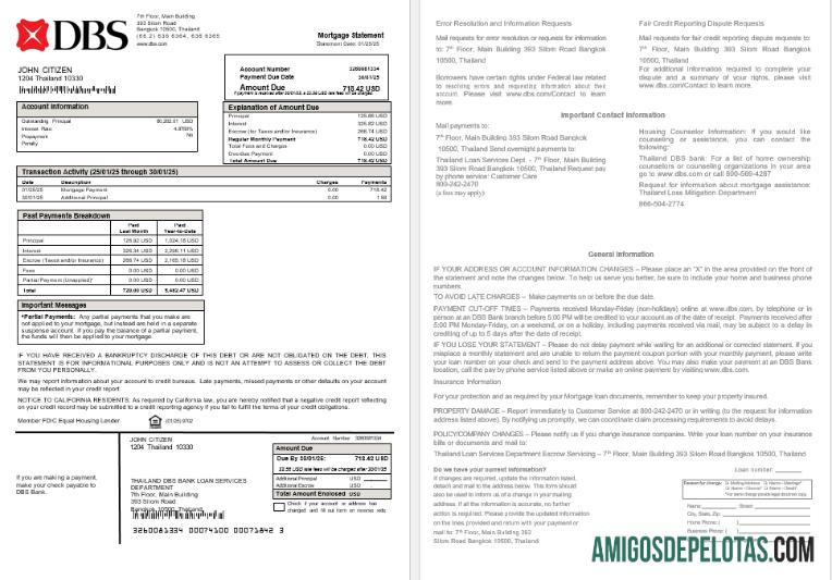 Thailand DBS bank Hipotik laporan in Word and PDF format desain