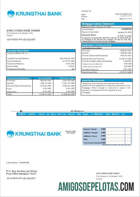 Thailand Krungthai bank Hipotik laporan in Word and PDF format templat