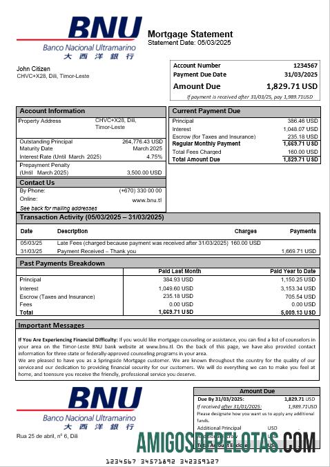 Timor Leste BNU bank Hipotik laporan in Word and PDF format pratinjau