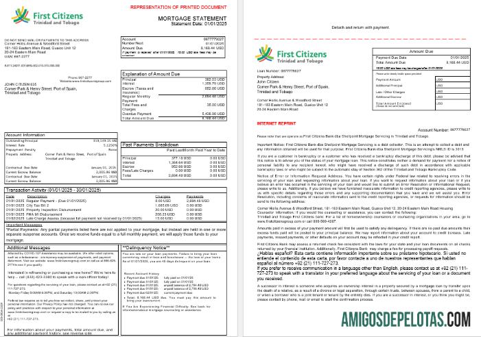 Trinidad dan Tobago First Citizens bank Hipotik laporan in Word and PDF format, 3 pages 1 2 pratinjau