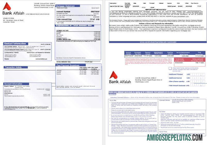 UEA Abu Dhabi bank Alfalah Hipotik laporan in Word and PDF format, 3 pages 1 2 templat