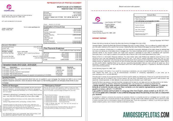 UEA Capella Pay bank Hipotik laporan in Word and PDF format, 3 pages 1 2 sampel