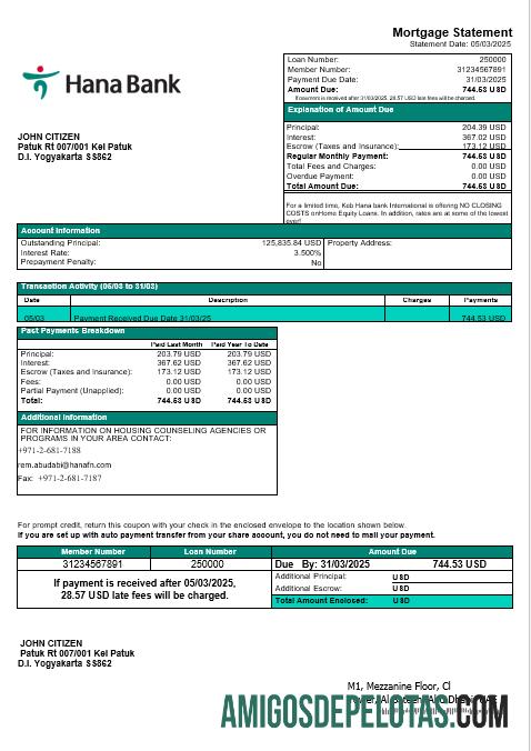 UEA Keb Hana bank Hipotik laporan in Word and PDF format makering
