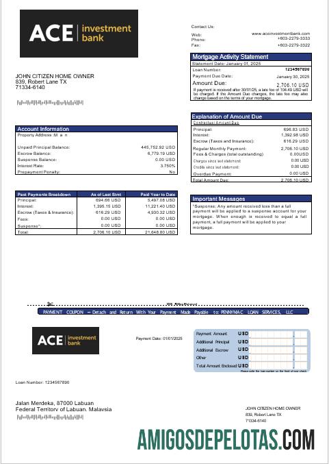 AS ACE bank Hipotik laporan in Word and PDF format pratinjau