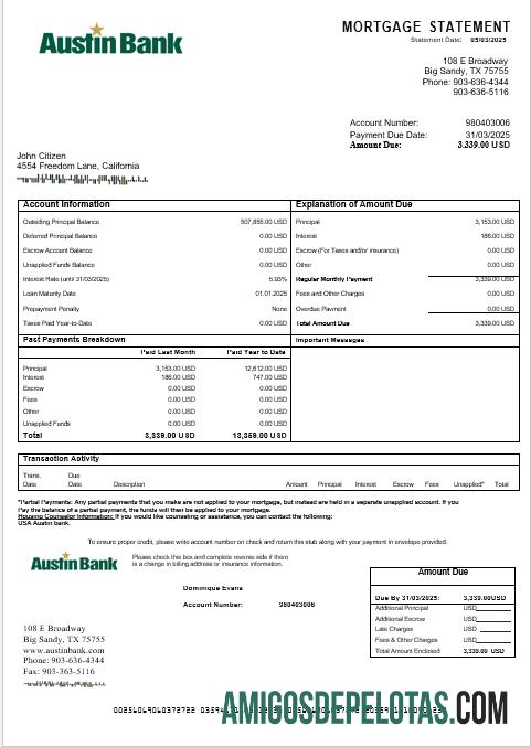 AS Austin bank Hipotik laporan in Word and PDF format templat