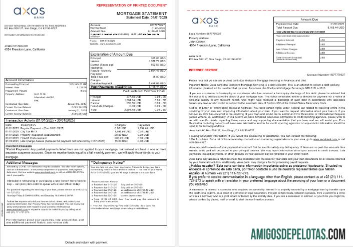 AS Axos bank Hipotik laporan in Word and PDF format, 3 pages 1 2 sampel