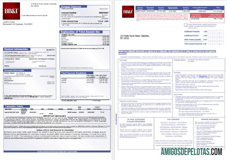 AS BB&T Corp. bank Hipotik laporan in Word and PDF format, 3 pages 1 2 makering
