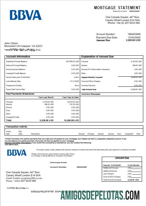 AS BBVA bank Hipotik laporan in Word and PDF format pratinjau