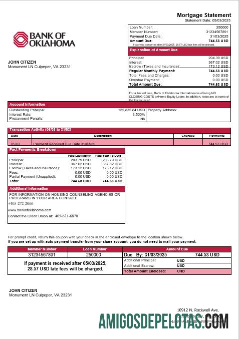 AS bank of Oklahoma Hipotik laporan in Word and PDF format makering