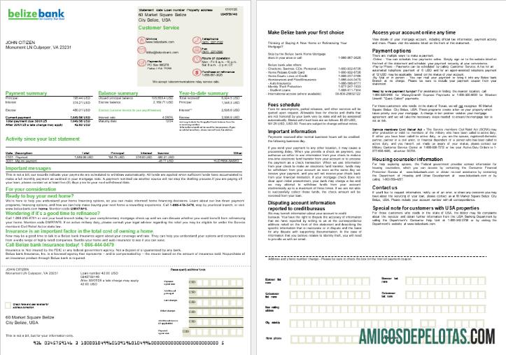 AS Belize bank Hipotik laporan in Word and PDF format, 2 pages desain