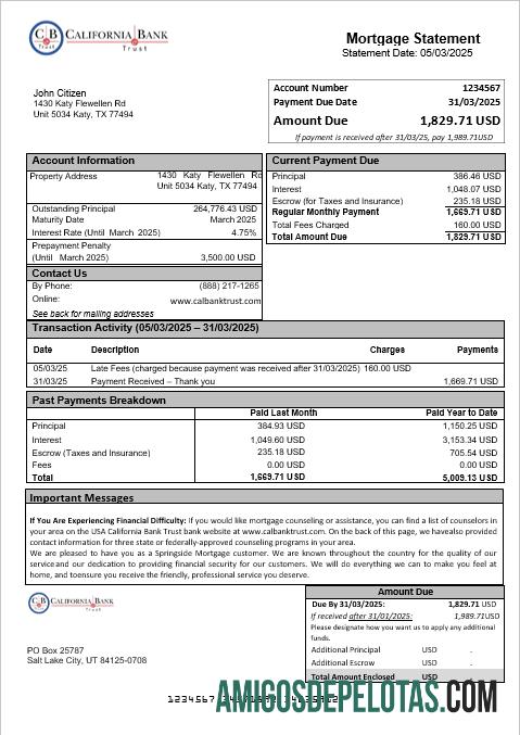 AS California bank Trust bank Hipotik laporan in Word and PDF format desain