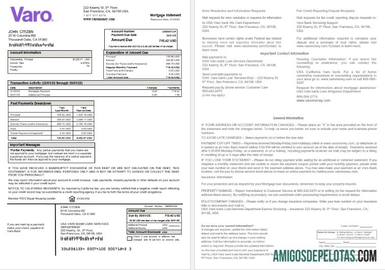 AS California Varo bank Hipotik laporan in Word and PDF format makering