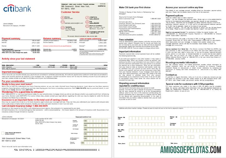 AS Citi bank Hipotik laporan in Word and PDF format, 2 pages sampel