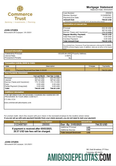 AS Commerce Trust bank Hipotik laporan in Word and PDF format desain