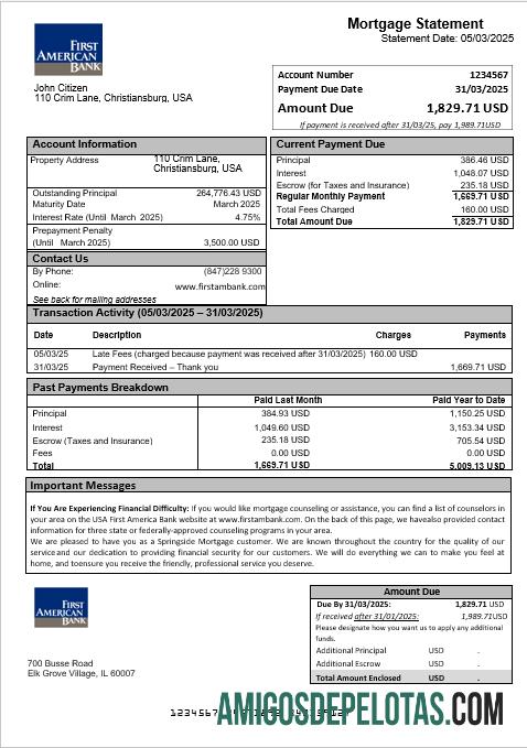 AS First Amerika bank Hipotik laporan in Word and PDF format sampel