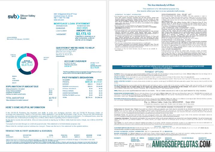 AS Florida Silicon Valley bank Hipotik Pinjaman laporan in Word and PDF format , 4 pages 1 2 sampel