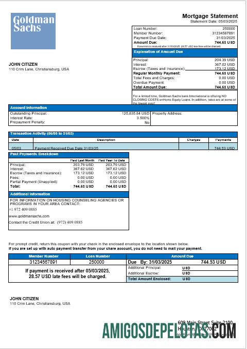 AS Goldman Sachs bank Hipotik laporan in Word and PDF format templat
