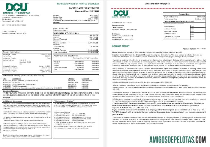 AS Massachusetts Digital Federal Kredit serikat (DCU) bank Hipotik laporan in Word and PDF format, 3 pages 1 2 sampel
