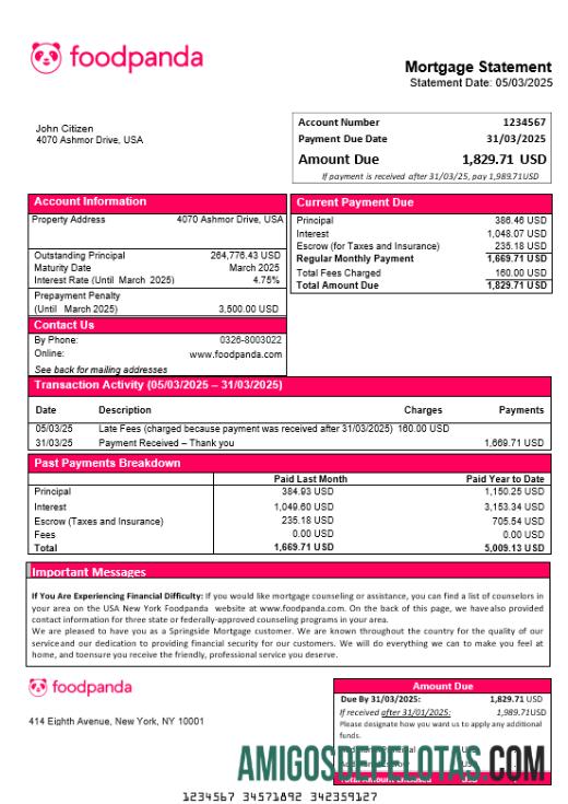 AS Baru York Foodpanda Hipotik laporan in Word and PDF format templat