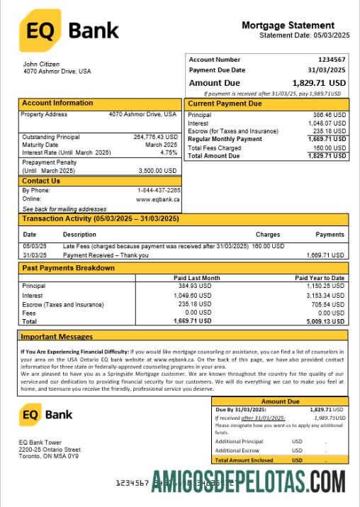 AS Ontario EQ bank Hipotik laporan in Word and PDF format sampel