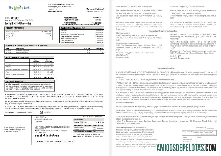 AS The Bancorp bank Hipotik laporan in Word and PDF format pratinjau