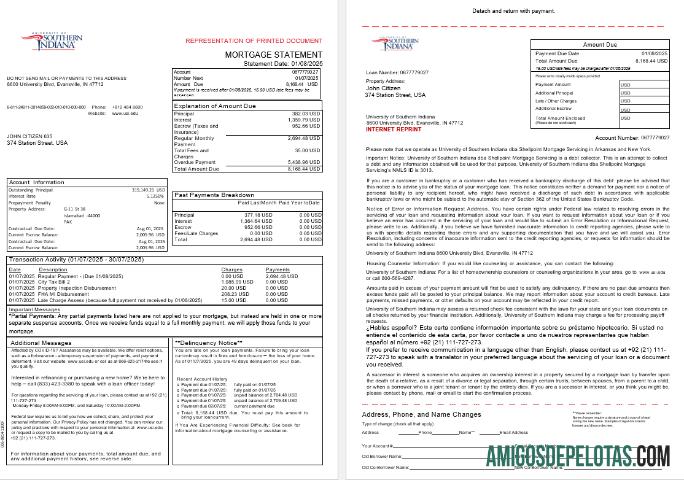 AS universitas of Southern Indianna rekening Hipotik laporan in Word and PDF format, 3 pages 1 2 sampel