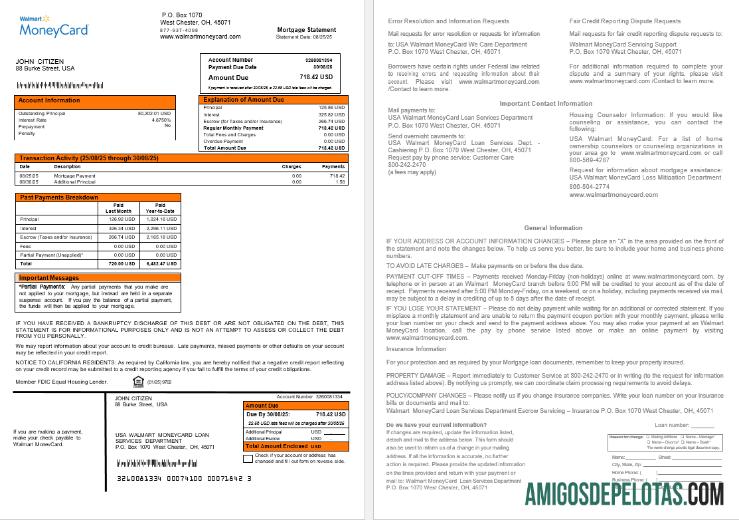 AS Walmart Money kartu Hipotik laporan in Word and PDF format sampel