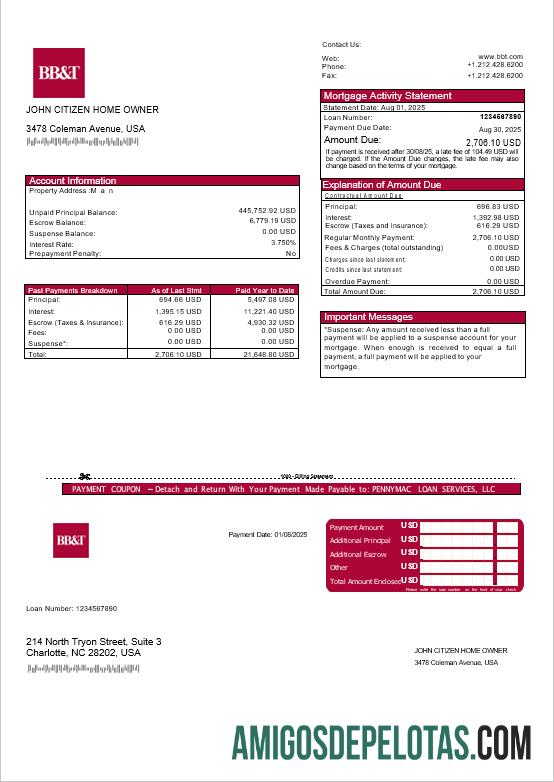 AS Washington BB&T bank Hipotik laporan in Word and PDF format templat