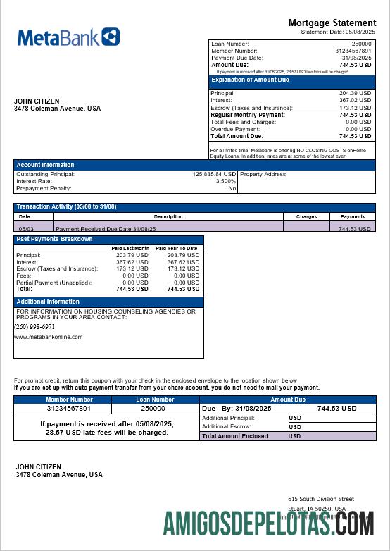 AS Washington Metabank Hipotik laporan in Word and PDF format pratinjau