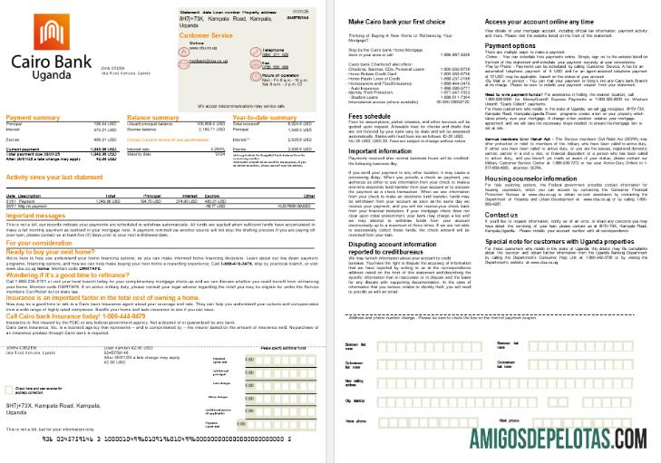 Uganda Cairo bank Hipotik laporan in Word and PDF format, 2 pages makering