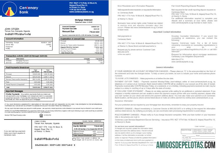 Uganda Centenary bank Hipotik laporan in Word and PDF format pratinjau