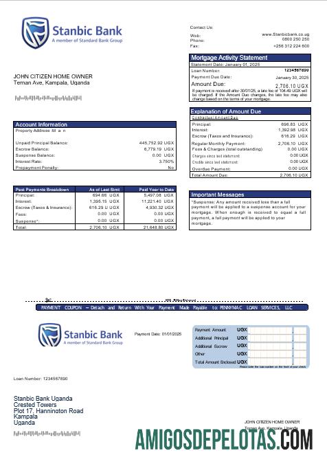 Uganda Stanbic bank Hipotik laporan in Word and PDF format pratinjau