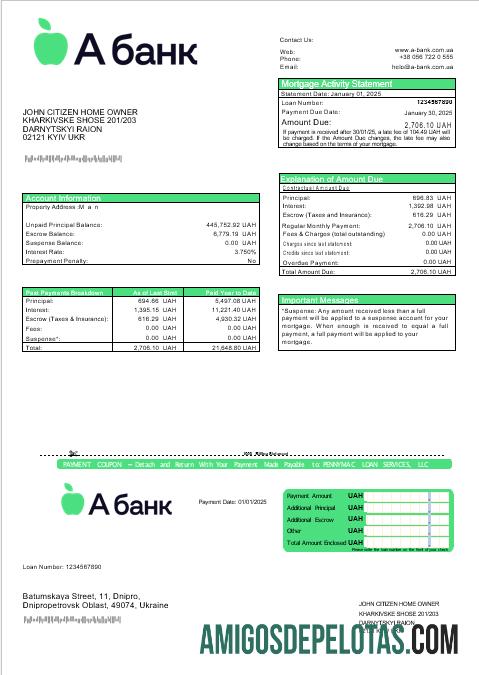 Ukraina A bank Hipotik laporan in Word and PDF format desain