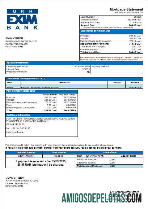 Ukraina Ukreximbank bank Hipotik laporan in Word and PDF format templat