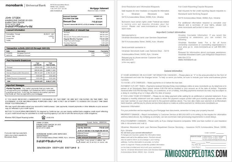 Ukrainian Monobank bank Hipotik laporan in Word and PDF format desain