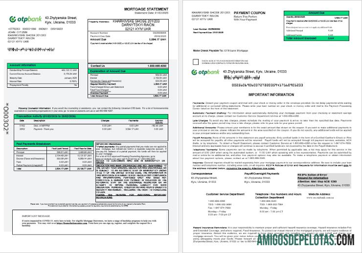 Ukrainian OTP bank Hipotik laporan in Word and PDF format 1 2 templat