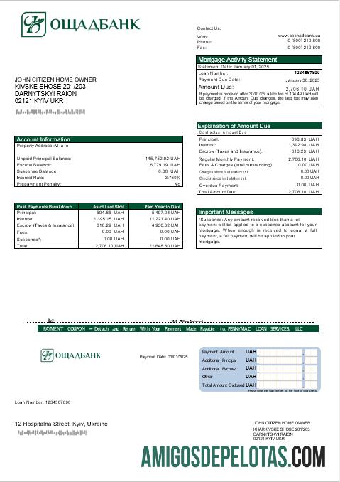 Ukrainian Oshadbank Hipotik laporan in Word and PDF format makering