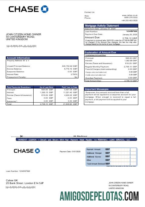 Inggris Raya Chase bank Hipotik laporan in Word and PDF format makering