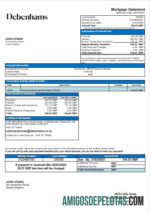 Inggris Raya Debenhams Hipotik laporan in Word and PDF format sampel