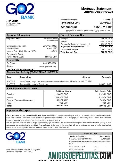 Inggris Raya GO2 bank Hipotik laporan in Word and PDF format templat