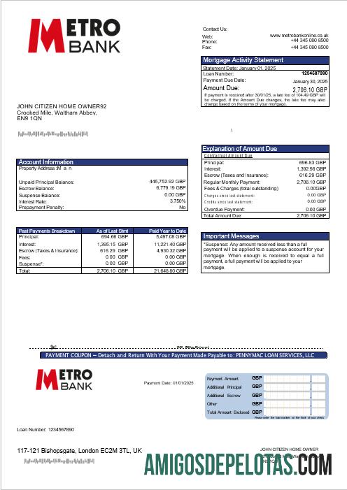 Inggris Raya Metro bank Hipotik laporan in Word and PDF format makering