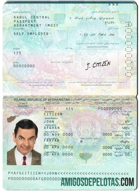 Afganistan paspor templat